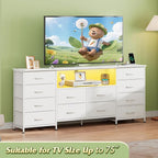 WLIVE White Dresser for Bedroom, Dresser TV Stand for 65, 75 inch TV - Image 2