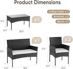 DUMOS 4 Piece Patio Furniture Set, All-Weather Outdoor Wicker Conversation Set - Image 7