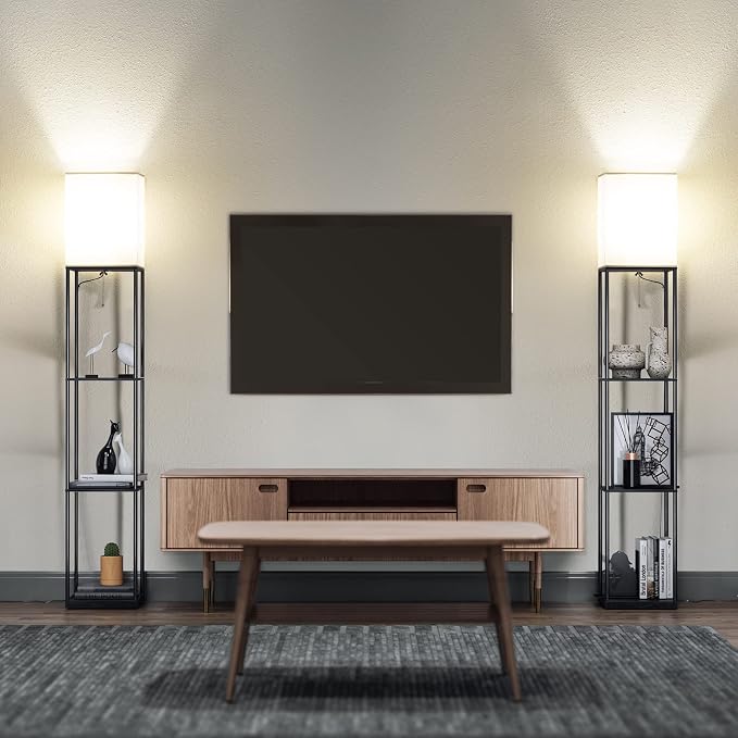 SUNMORY Floor Lamp with Shelves, Modern Square Standing Lamp with 3 Color - Image 10