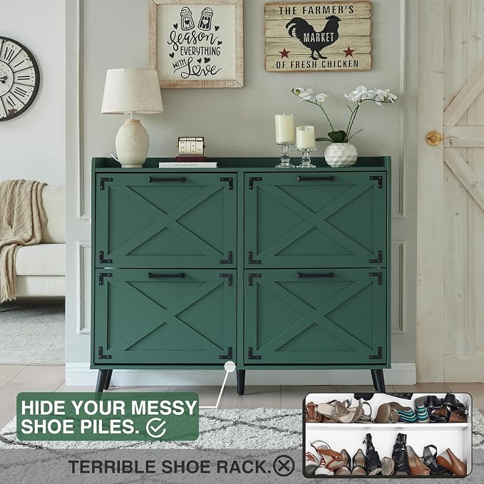 Barnyatoh Shoe Storage Cabinet, Farmhouse Shoe Organizer - Image 3