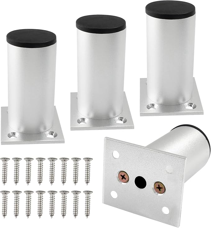 Set of 4 Aluminum Alloy Furniture Legs 3 Inch Height, 1.5 Inch Diameter by Kyuionty
