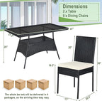 Tangkula 10 Pieces Wicker Patio Dining Set, Outdoor Rattan Table & Chairs Set - Image 5