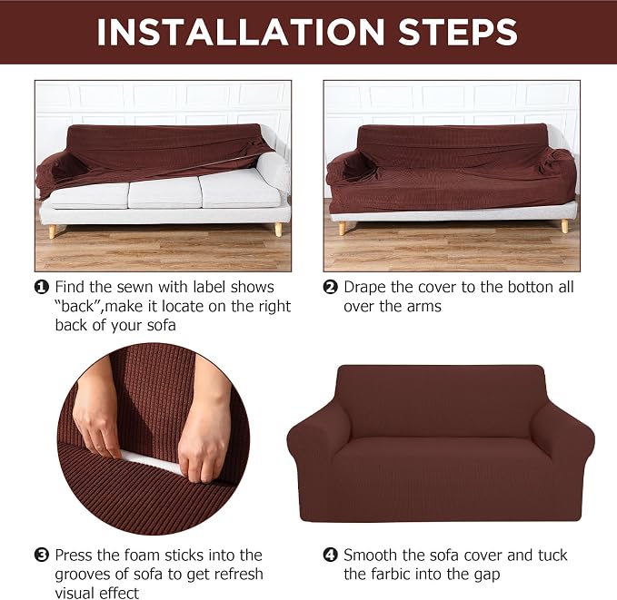 Peryiter 3 Pcs Couch and Loveseat Covers Set Sofa Cover - Image 3