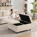 Tbfit Large Square Storage Ottoman Bench, Tufted Upholstered Coffee Table by TBfit