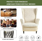 HAOYONG Wingback Chair Slipcovers Elastic Jacquard Wing Chair Covers 2 Pieces - Image 5
