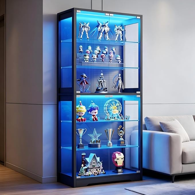 BROTTAR Display Cabinet with Glass Door, 6-Tier 71" Curio Cabinet with 3 Color by BROTTAR