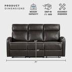 Lexicon Manual Reclining Sofa, Faux Leather Recliner Sofa, Wall Hugger - Image 5