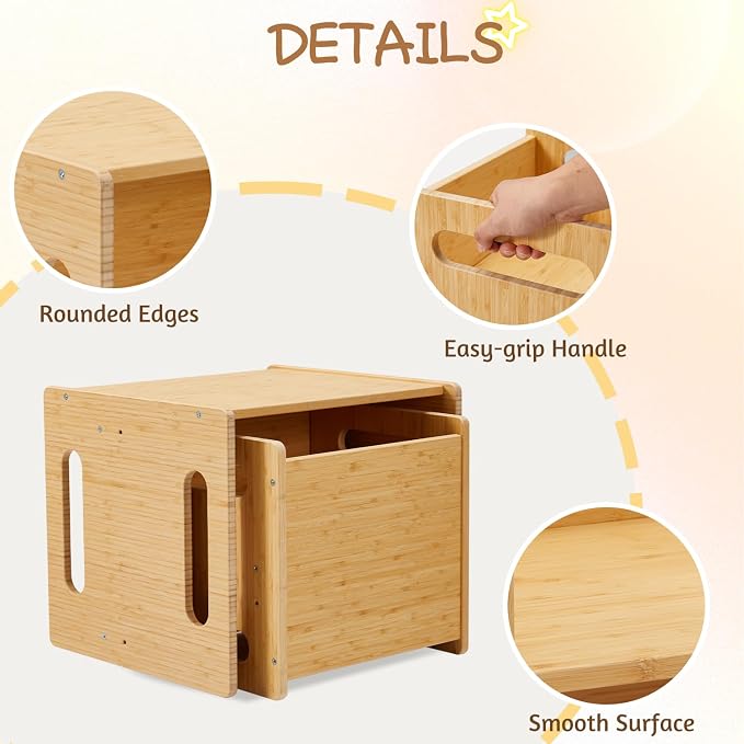 Montessori Table and Chair Set, Bamboo Wood Weaning Table and Chair Set - Image 5