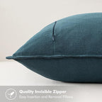 MIULEE Decorative Linen Euro Sham Pillow Covers 26x26 Blue | Boho Farmhouse​ - Image 3