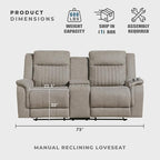Lexicon Manual Double Reclining Loveseat, Polished Microfiber Manual Wall - Image 5