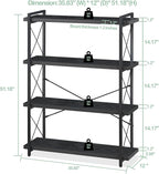 HCHQHS Bookshelf, 4-Tier Industrial Bookcase, Freestanding Tall Bookshelves - Image 3