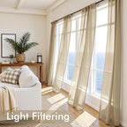 MIULEE Beige Sheer Curtains 63 Inches Long 4 Panels 54 x 63 Inches | Light - Image 4