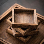 5-Piece Rustic Wooden Serving Tray Set, Handcrafted Nesting Trays - Image 7