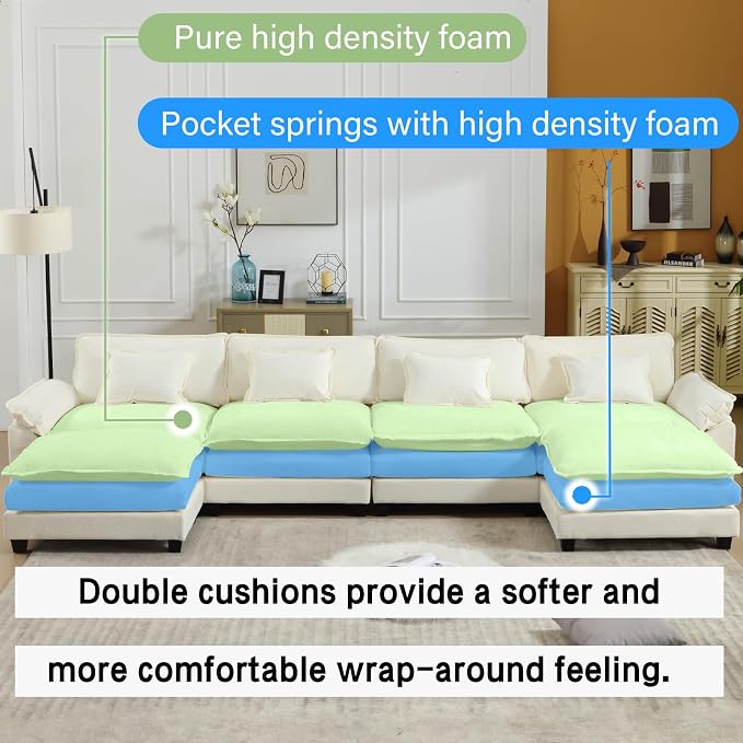 Oprisen 154" Modular Sectional Sofa, Comfy Cloud Couch Sectional Sofa - Image 3