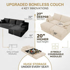 Upgrade Boneless Couch with Storage, Extra Deep&High Seat Modular Sectional - Image 6
