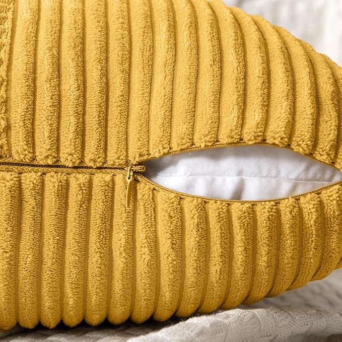 MIULEE Mustard Yellow Decorative Euro Sham Pillow Covers 24x24 Inch 2 Pack | - Image 6