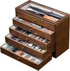 5-Tier Large Knife Display Case & Organizer, Wooden Pocket Knife Storage Box by Makelifemorewonderful