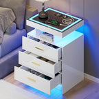White Night Stand with Wireless Charging Station, Smart Bedside Table with 3 - Image 9