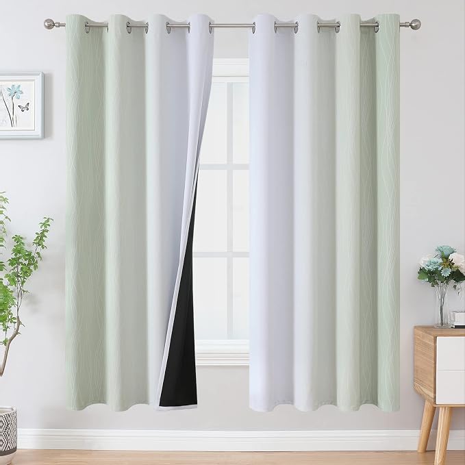 Sage Green and Greyish White Ombre Blackout Curtains by ESTELARTEXTILER