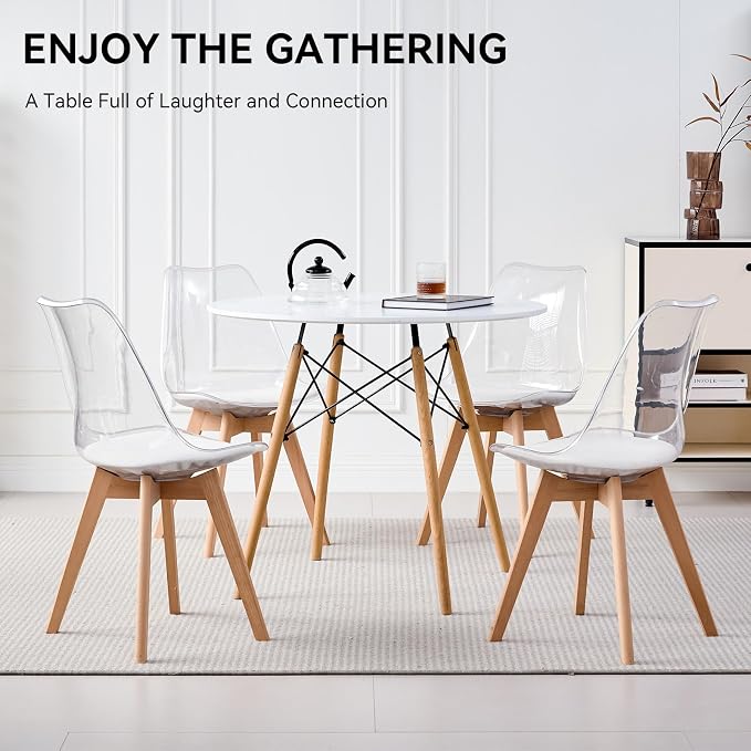 5-Piece Round Dining Table Set, Small 31.5" Kitchen Table Chairs Set of 4 Space - Image 8