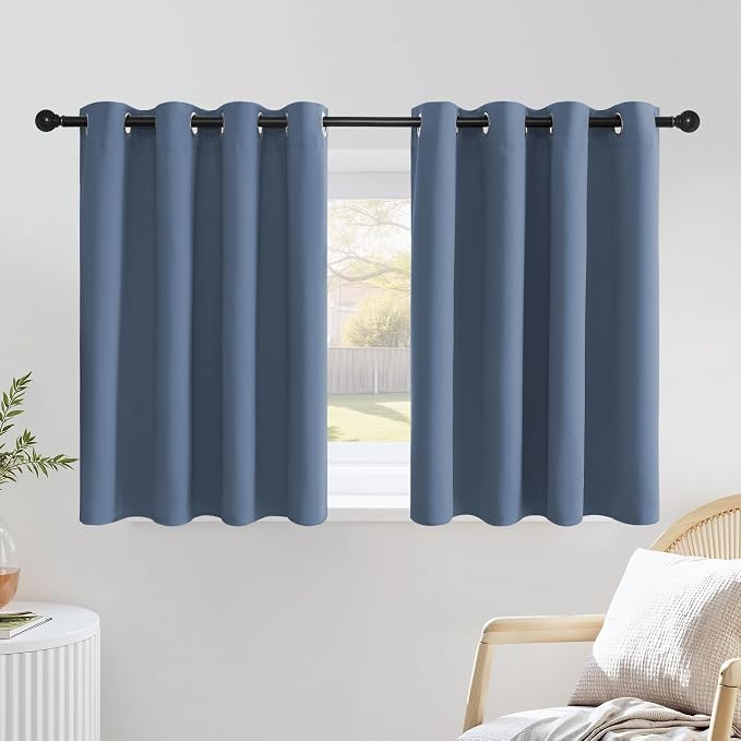 NICETOWN Stone Blue Short Curtains 36 inches Long by NICETOWN