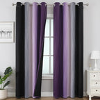 Black and Purple Ombre Blackout Curtains 102 Inch Length | Room Darkening by ESTELARTEXTILER