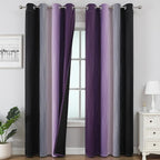 Black and Purple Ombre Blackout Curtains 108 Inch Length | Room Darkening by ESTELARTEXTILER