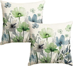 AVOIN colorlife Chinoiserie Poppy Flowers Pillow Covers 18x18 Inch Set of 2 | by AVOINcolorlife