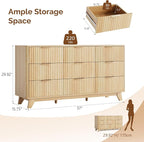 VINGLI Fluted 9 Drawer Dresser for Bedroom, Wood Dresser - Image 2
