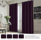 Yakamok Dark Purple 100% Blackout Curtains 84 Inches Long 50" Wide 2 Panels | - Image 8