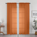 Sheer Curtains 72 Inches Long 2 Panels Set, Light Filtering Sheer Curtain Rod by OWENIE