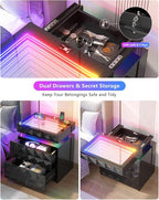 HWB Nightstand with RGB Lights, 3 Drawers Night Stand with Hidden Storage - Image 7