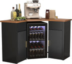 GDLF Corner Bar Cabinet with Fridge Space, Corner Coffee Bar Station with - Image 8