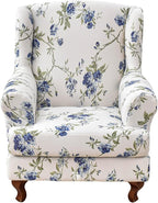 HAOYONG Wing Chair Slipcovers Elastic Printed Wingback Chair Covers 2 Pieces by HAOYONG