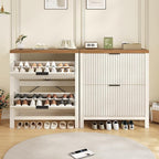 YOMILUVE Shoe Cabinet Storage for Entryway, Fluted Shoe Cabinet - Image 9