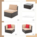 Shintenchi 7 Pieces Patio Furniture Sets Outdoor All-Weather Sectional Patio - Image 2