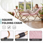 Tiita Folded Chair with Straight Ottoman, Soft Faux Fur Oversized Folding - Image 4