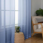 Denim Blue Sheer Curtains 84 Inches Long 2 Panels, Light Filtering Bedroom - Image 4