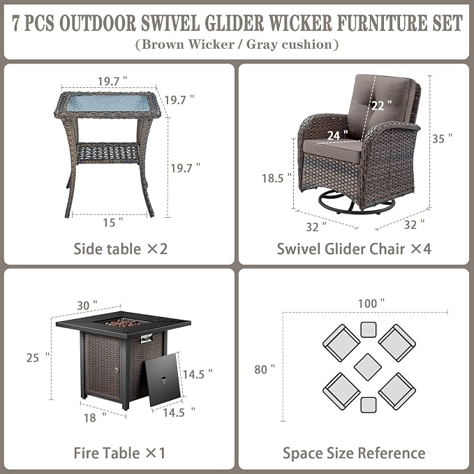 Belord 7 Piece Wicker Patio Furniture Set - Image 2