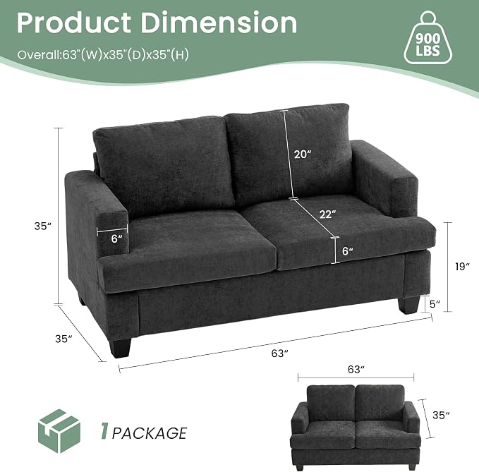 YOUDENOVA Sofa Couch, 3 Piece Set Comfy Sofa, 2 Loveseat & 3 Seater Sofa - Image 2