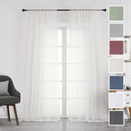 Chyhomenyc Ivory Sheer Curtains 108 Inch Long 2 Panels Set | Light Filtering by Chyhomenyc