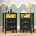 Bonnlo Black Nightstand Set of 2 by Bonnlo