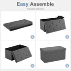 DUMOS 30 Inch Folding Storage Ottoman Bench, Large Hidden Storage Chest - Image 7