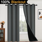 Yakamok Dark Grey 100% Blackout Curtains 84 Inches Long 42" Wide 2 Panels | - Image 2