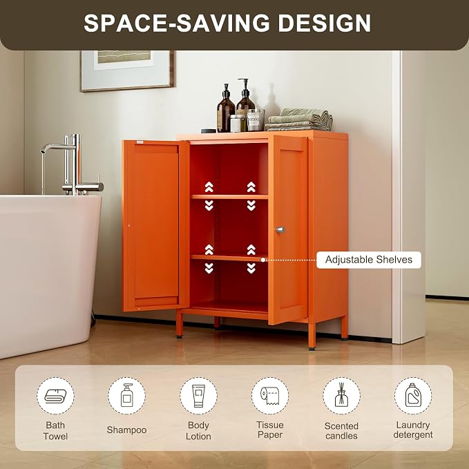 Bevivog Small Bathroom Storage Cabinet, Small Locker Cabinet Sideboard - Image 4