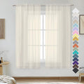 Cream Sheer Curtains 63 Inches Long 2 Panels by OVZME