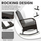 LEVELEVE 3 pcs Rocking Bistro Set Conversation Chairs PE Wicker Outdoor Rocking - Image 3
