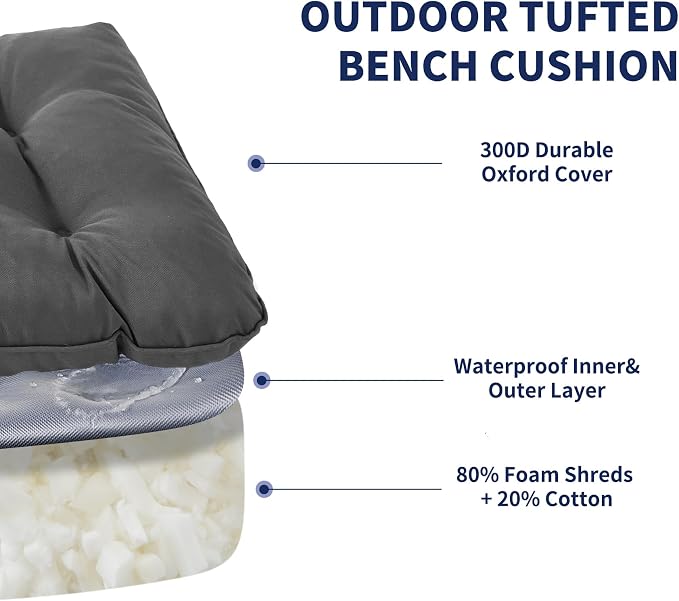 IPYNBAP Outdoor Bench Cushion, Waterproof Bench Cushion - Image 3