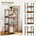 HOOBRO Bookshelf, 4-Tier Industrial Bookcase, Book Shelf Storage Organizer - Image 7