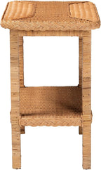 Bali & pari Minahasa Bohemian Light Honey Braided Rattan Side Table - Image 5